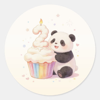 Süßer Pastell-Panda-Baby 2. Geburtstag Runder Aufkleber