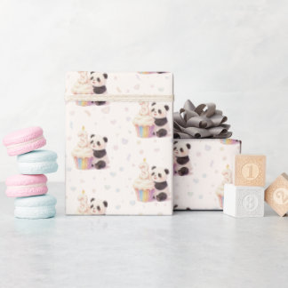 Süßer Pastell-Panda-Baby 3. Geburtstag Geschenkpapier