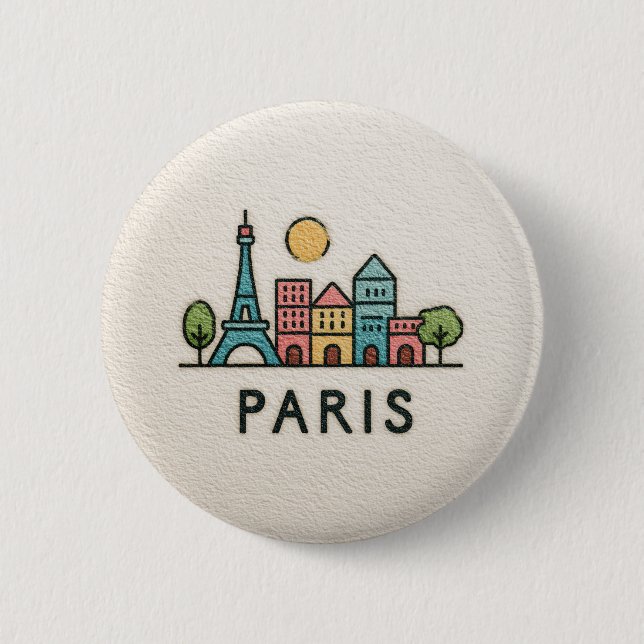 Süßer Pastell-Paris-Button Button (Vorderseite)