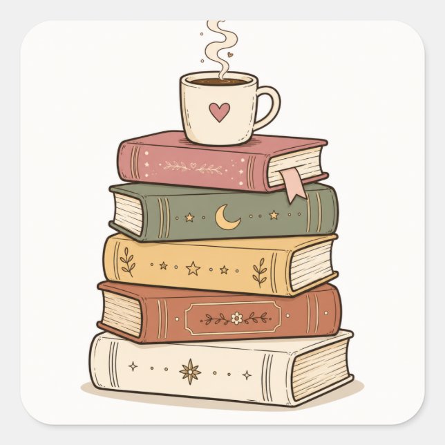 Süßer Pastell-Stapel Bücher Aufkleber (Vorderseite)