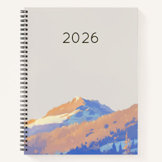 Süßer pastellfarbener lila minimalistischer Berg Notizbuch