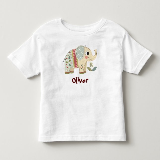 Süßer Patchwork-Elefant Kleinkind T-shirt (Vorderseite)