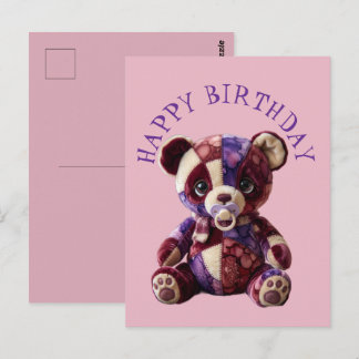 Süßer Patchwork-Kuschel-Bär Postkarte