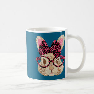 Süßer Patchwork-Osterhase mit Brille rosa Schleife Kaffeetasse