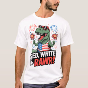 Süßer Patriotischer T-Rex 4. Juli Rot Weiß & Blau T-Shirt