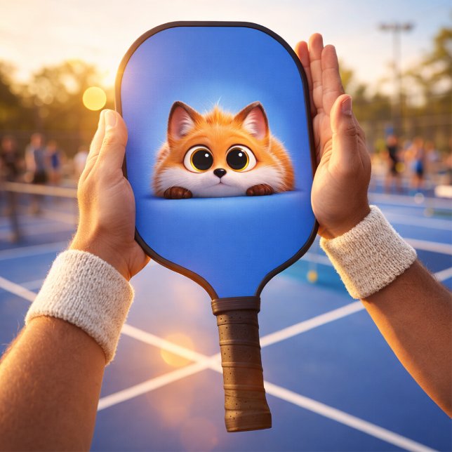 Süßer Peekaboo Fuchs Carbonfaser Pickleball-Schläg Pickleball Schläger (Foxi Premium Pickleball Series - Blue Fox Cinematic POV)