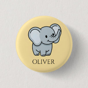 Süßer personalisierter Baby-Elefant Kindername Button