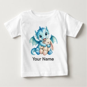 Süßer personalisierter blauer Babydrache, der ein  Baby T-shirt
