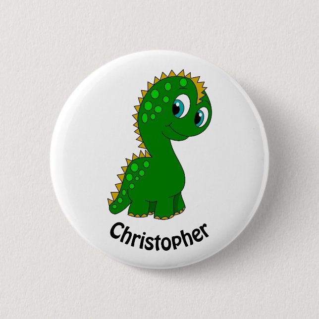 Süßer personalisierter Dinosaurier Button (Vorderseite)
