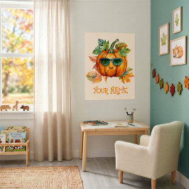Süßer personalisierter Kürbis Herbst Kinderzimmer Poster