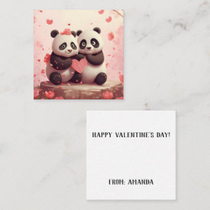 Süßer personalisierter Panda Valentinstag Mitteilungskarte