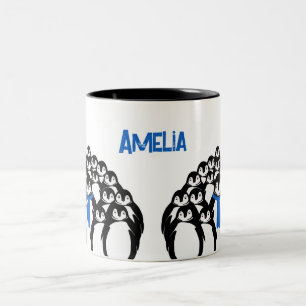Süßer personalisierter Pinguin Zweifarbige Tasse