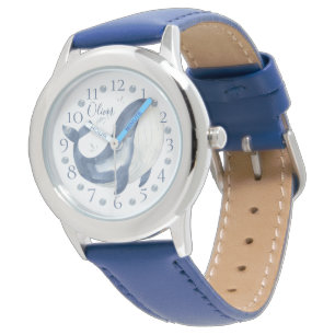 Süßer personalisierter Wasserfarben-Nautik-Blauer- Armbanduhr