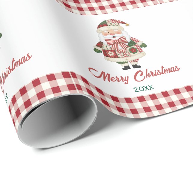 Süßer personalisierter Weihnachtsmann Weihnachtsfe Geschenkpapier (Rolleneckpunkt)