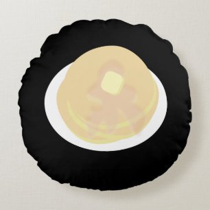 Süßer Pfannkuchen tropft Sirup Frühstück Rundes Kissen