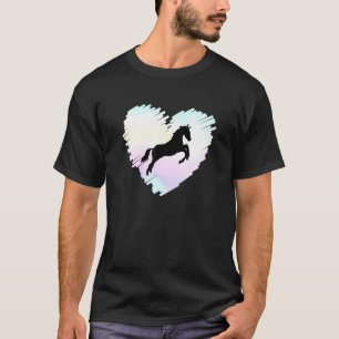 Süßer Pferdeliebhaber Herz Regenbogen Reiter Sil T-Shirt