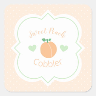 Süßer Pfirsich-Cobbler-Elegante Babyparty Quadratischer Aufkleber