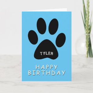 Süßer Pfotenabdruck Blau Alles Gute zum Geburtstag Karte