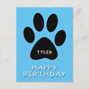Süßer Pfotenabdruck Blau Alles Gute zum Geburtstag Postkarte
