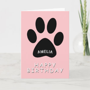 Süßer Pfotenabdruck Rosa Alles Gute zum Geburtstag Karte