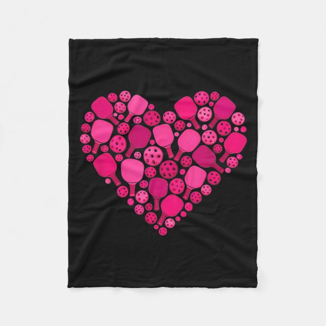 Süßer Pickleball-Herz Valentinstag Pickleball Fleecedecke (Vorderseite)
