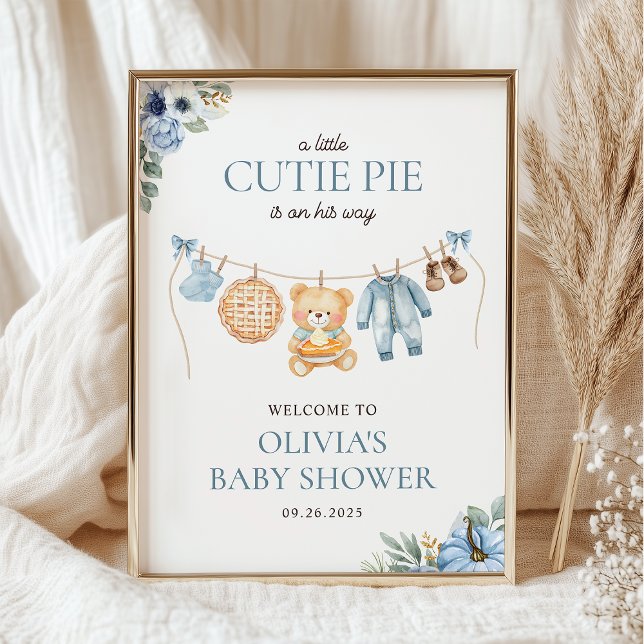 Süßer Pie Blauer Herbst Junge Baby Shower Willkomm Poster (Von Creator hochgeladen)