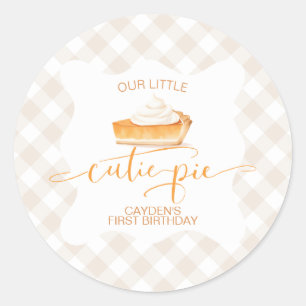 Süßer Pie-Kürbiskuchen Herbst Karo 1. Geburtstag Runder Aufkleber
