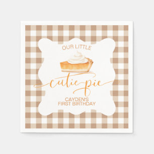 Süßer Pie-Kürbiskuchen Herbst Karo 1. Geburtstag Serviette