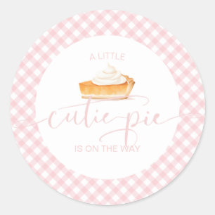 Süßer Pie Kürbiskuchen Herbst rosa Karo Baby Showe Runder Aufkleber