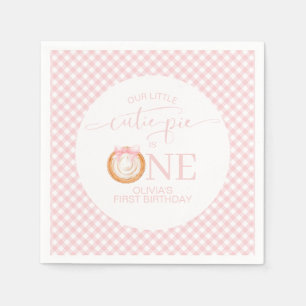 Süßer Pie Kürbiskuchen rosa Karo Erstes Geburtstag Serviette