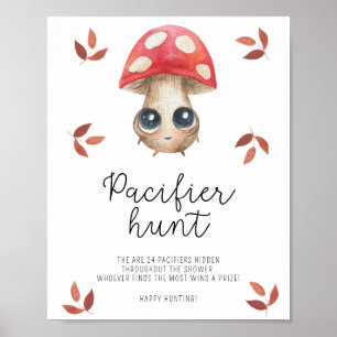 Süßer Pilz - Schnuller-Jagd Baby Shower Spiel Poster