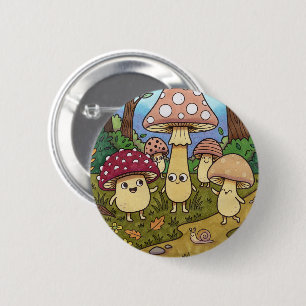 Süßer Pilzwald Waldpilz Whimsical Button