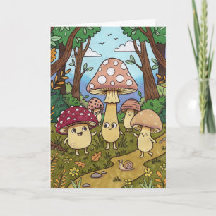 Süßer Pilzwald Waldpilz Whimsical Karte