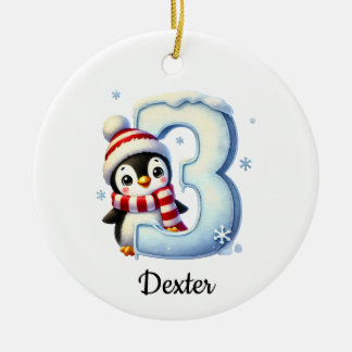 Süßer Pinguin 3. Weihnachtsbaumschmuck Keramik Ornament