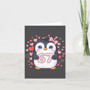 Süßer Pinguin 67 Sechs Sieben Valentinstag Herzen Karte