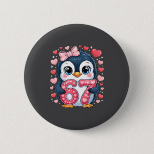 Süßer Pinguin 67 Six Seven Valentinsherzen 6 7 Mem Button