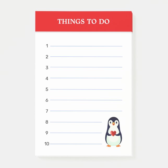 Süßer Pinguin & bearbeitbare Dinge-zu-tun-Notizen Post-it Klebezettel (Vorderseite)
