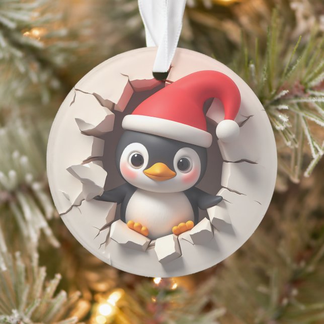 Süßer Pinguin doppelseitiger Weihnachtsbaumschmuck Ornament (Baum)
