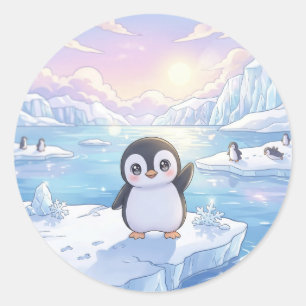 Süßer Pinguin-Eisberg-Aufkleber Runder Aufkleber