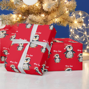 Süßer Pinguin Frohe Weihnachten Baum Winter Xmas Geschenkpapier