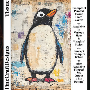 Süßer Pinguin, Grungy Papier Collage DJ1R Decoupag