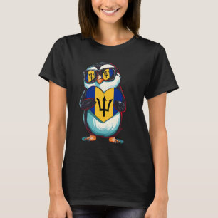 Süßer Pinguin Herz Dreizack Barbados-Flagge Bajan  T-Shirt