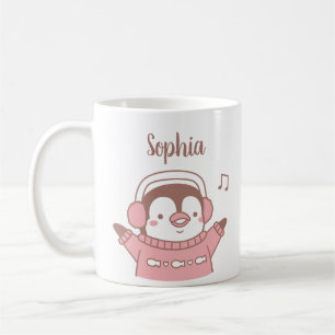 Süßer Pinguin im Pullover, personalisierter Enkel Kaffeetasse