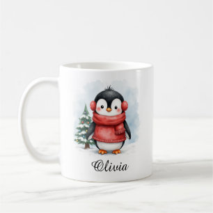Süßer Pinguin in Pullover mit benutzerdefiniertem Kaffeetasse