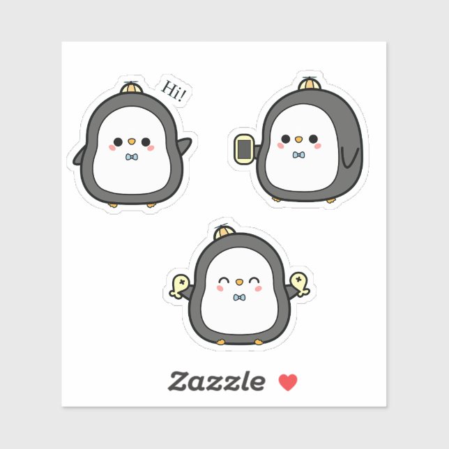 Süßer Pinguin Kawaii Aufkleber Set (Blatt)