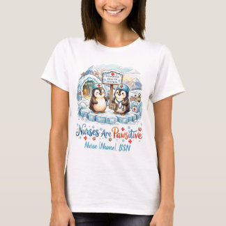 Süßer Pinguin-Krankenschwester Wasserfarbe Persona T-Shirt