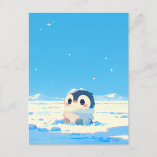 Süßer Pinguin-Küken in sternenklarer arktischer La Postkarte