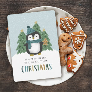 Süßer Pinguin Lustiger Pinguin macht Weihnachten