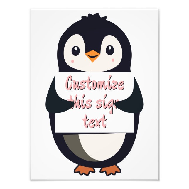 Süßer Pinguin mit einem Schild für personalisierte (Vorne)