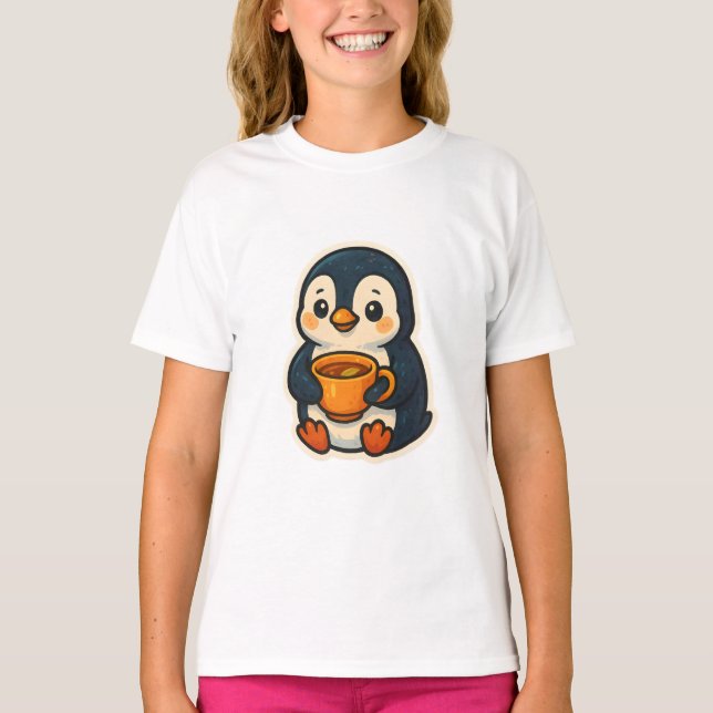 Süßer Pinguin mit einer Tasse Tee (Vorderseite)